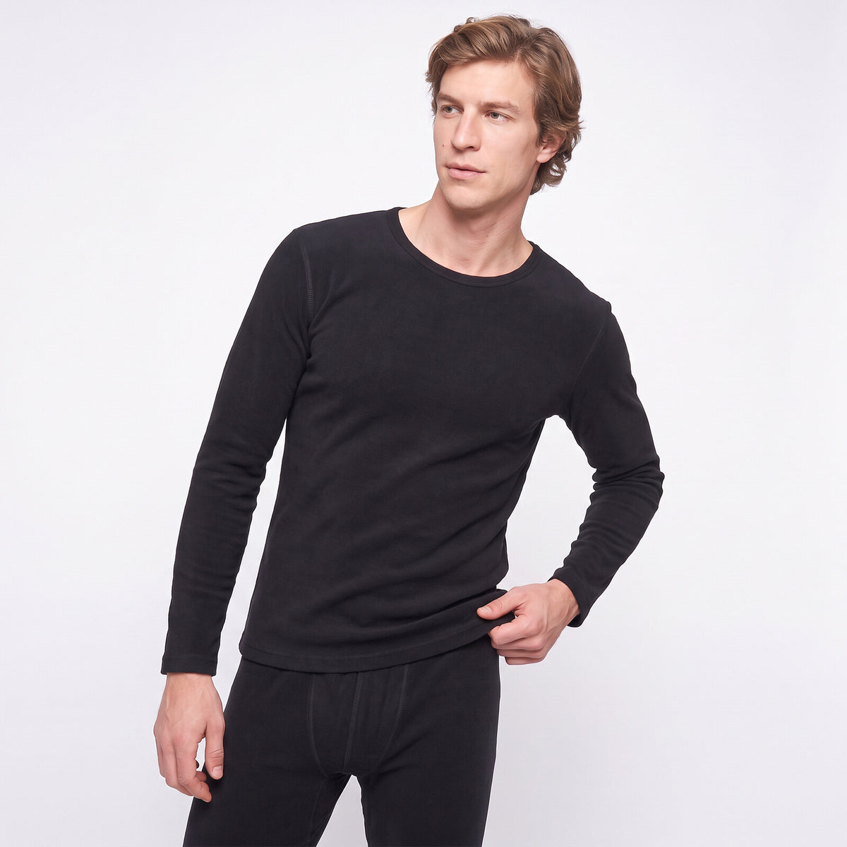 GAUBERT 150 men's merino wool thermal underwear set, black