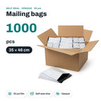 Poly mailing bags, 350 x 460 mm, 50 µm, white, 1000 pcs (10 x 100)
