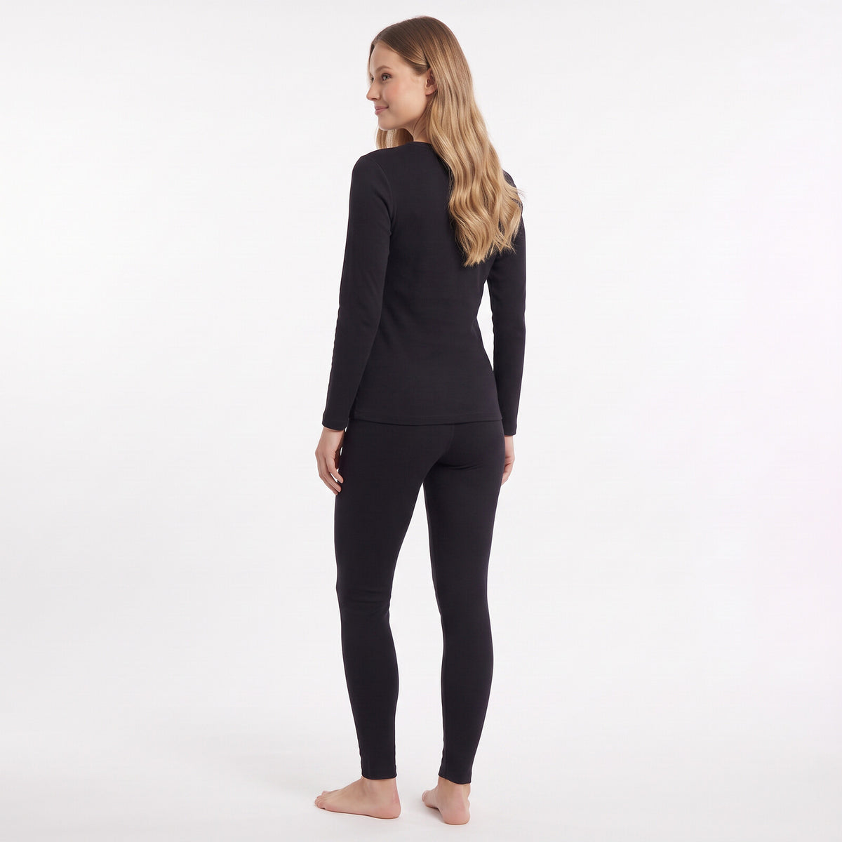 GAUBERT 152 women's merino wool thermal underwear set, black