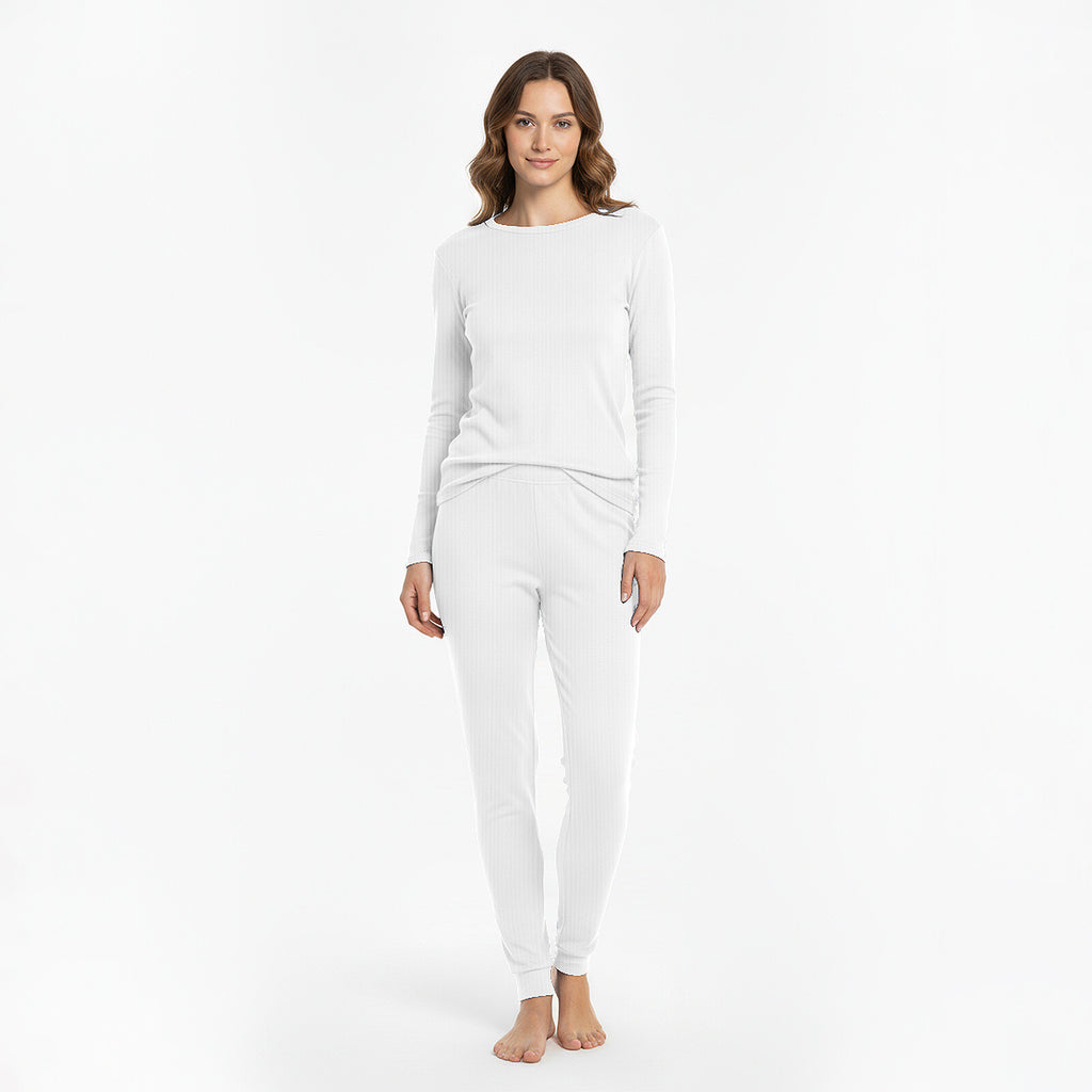 HEAT BOOSTER women's long-sleeve thermal top with soft fleece inside, white