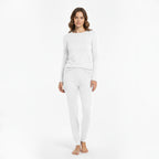 HEAT BOOSTER women's long-sleeve thermal top with soft fleece inside, white