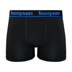 BENYSON men's bamboo viscose boxer shorts, 3 pcs, black with coloured waistband