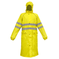 High-visibility yellow PU rain coat
