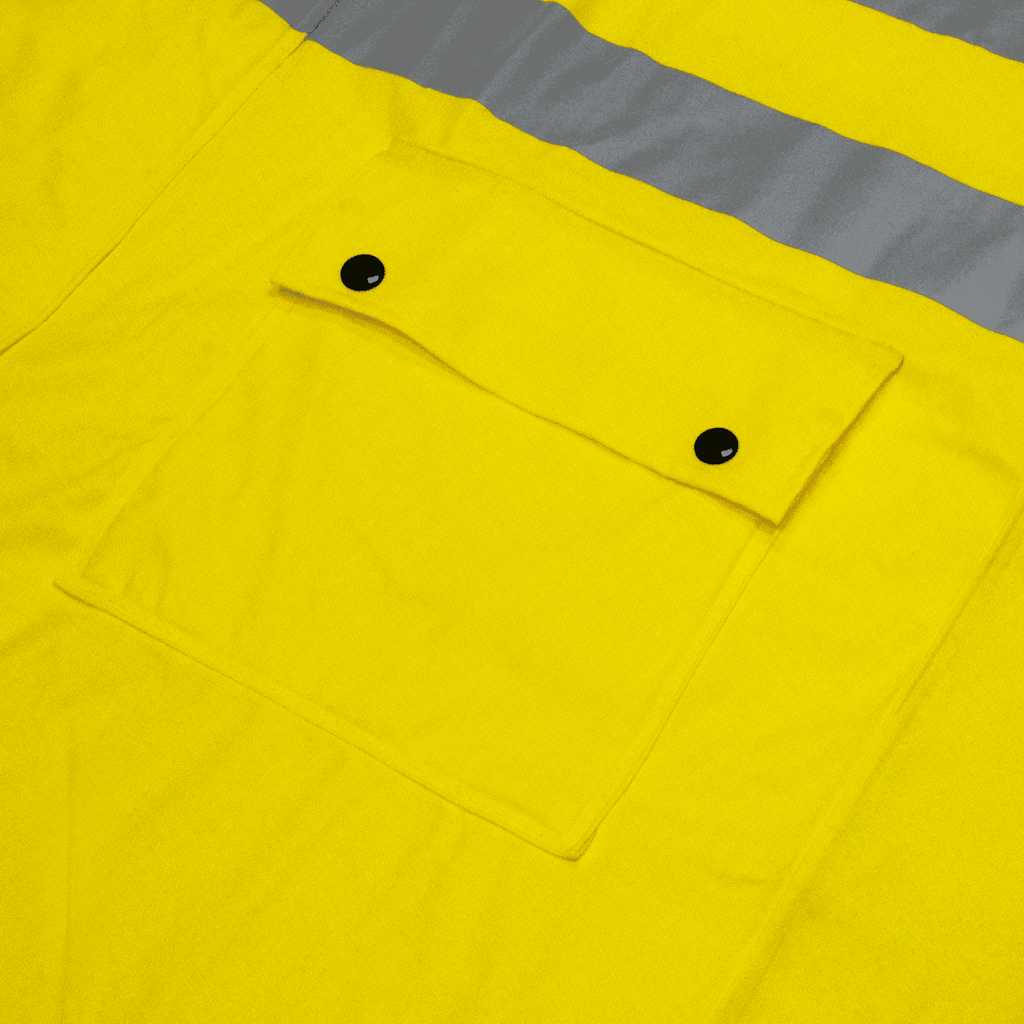 High-visibility yellow PU rain coat
