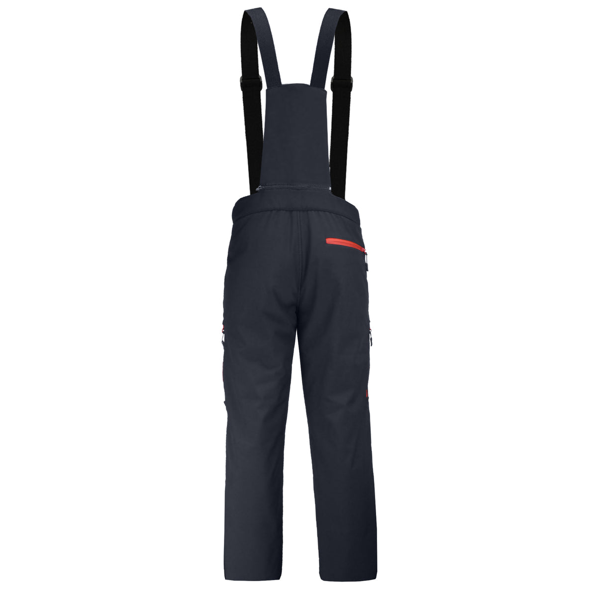 Softshell winter trousers with detachable braces, black
