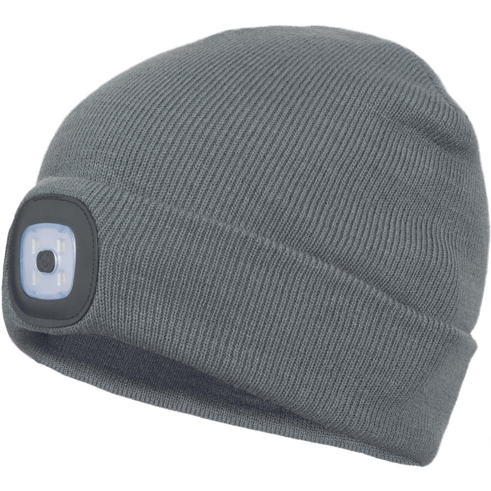 Winter hat with LED light, grey