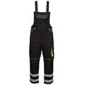 Winter work bib trousers with reflective tapes, black