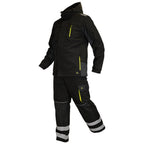 Winter work bib trousers with reflective tapes, black