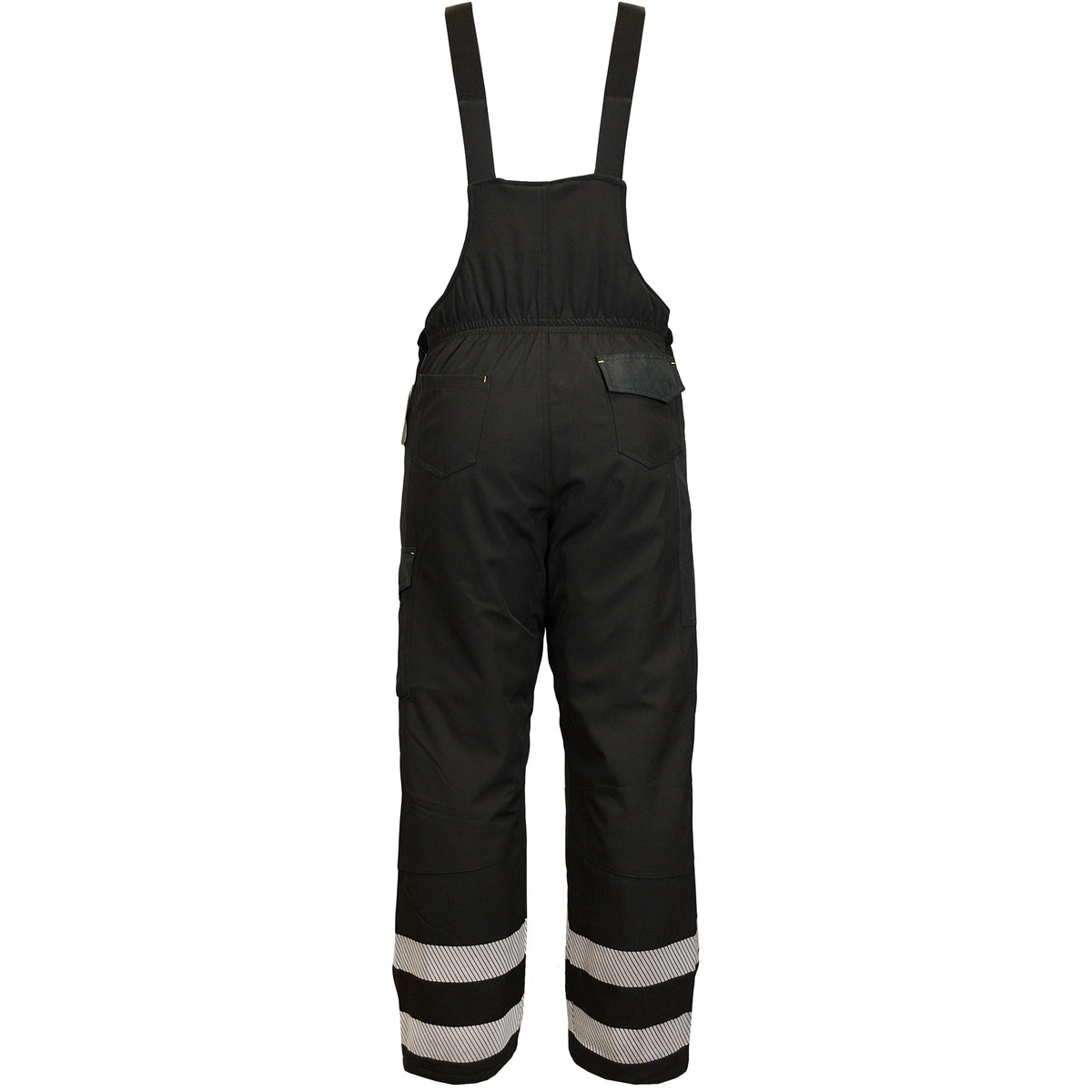 Winter work bib trousers with reflective tapes, black