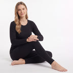 GAUBERT 152 women's merino wool thermal underwear set, black