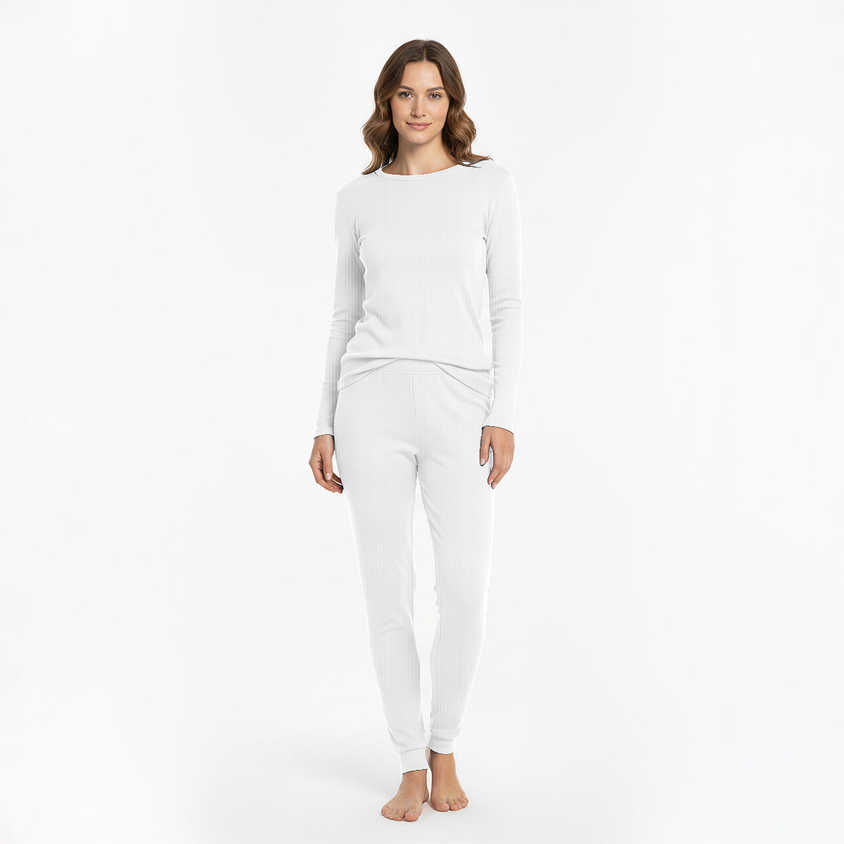 HEAT BOOSTER women's thermal trousers with soft fleece inside, white