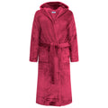 GAUBERT unisex fleece bathrobe with hood, long, burgundy