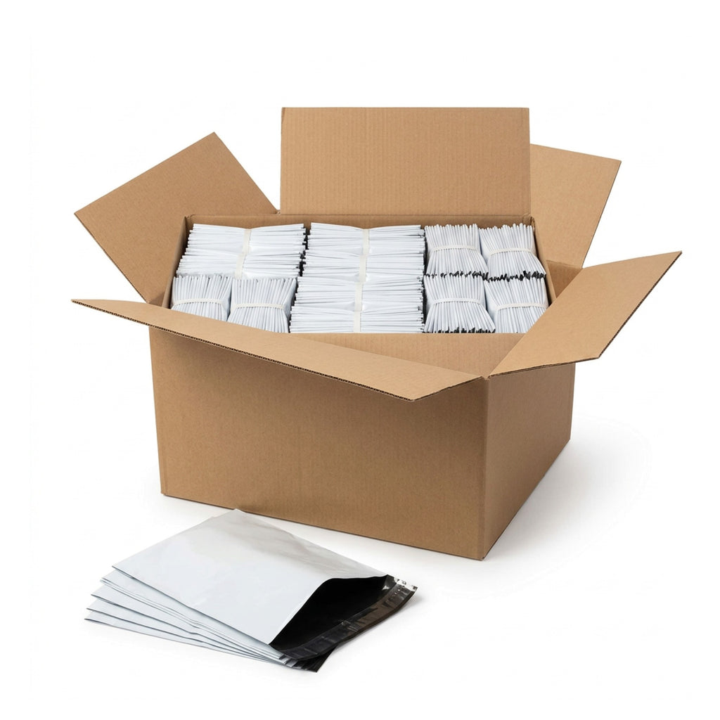 RIVEN24 poly mailing bags, 260 x 350 mm, 50 µm, white, 1000 pcs (10 x 100)