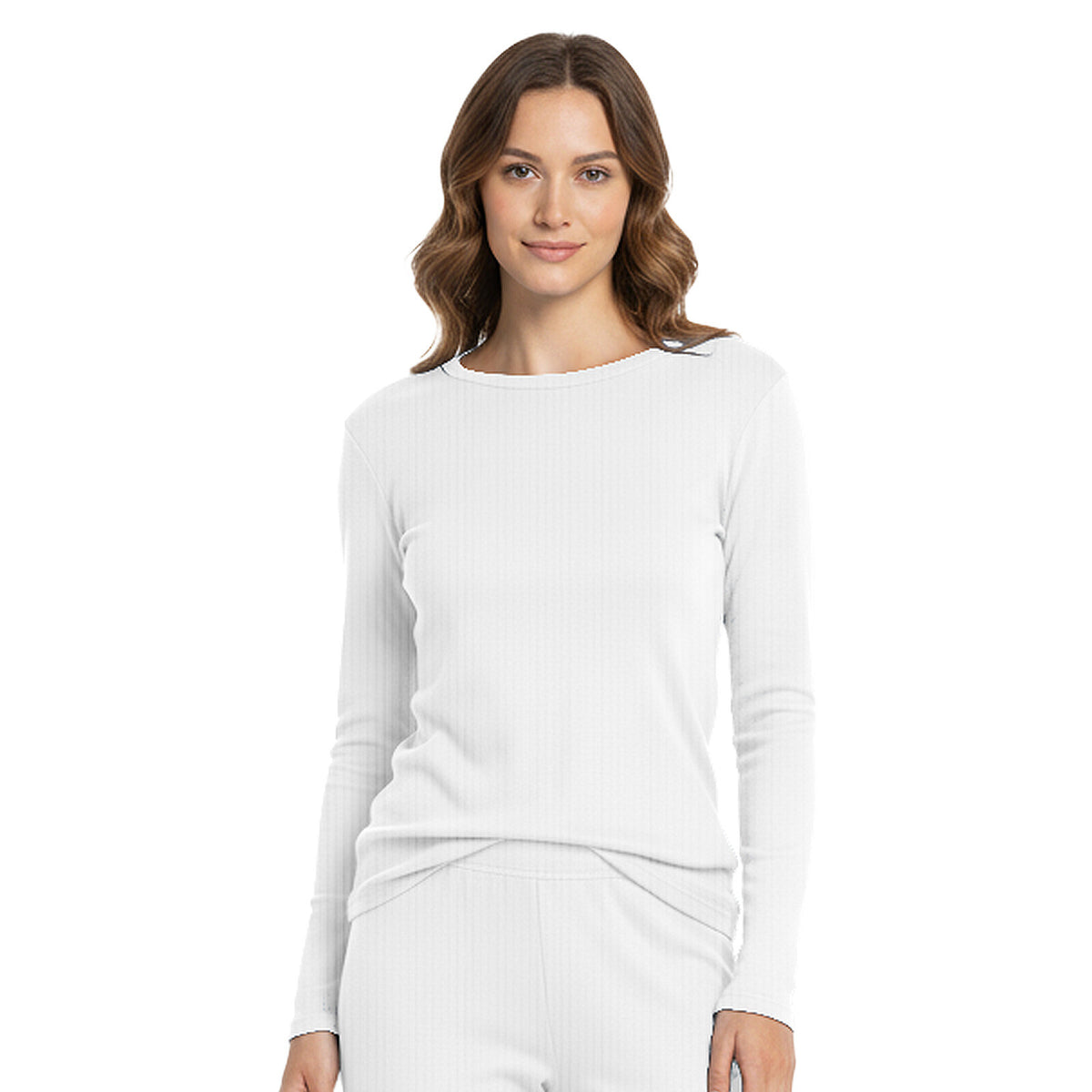 HEAT BOOSTER women's long-sleeve thermal top with soft fleece inside, white