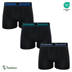BENYSON men's bamboo viscose boxer shorts, 3 pcs, black with coloured waistband