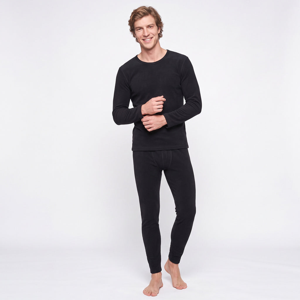 GAUBERT 150 men's merino wool thermal underwear set, black
