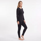 GAUBERT 152 women's merino wool thermal underwear set, black