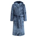 GAUBERT unisex fleece bathrobe with hood, long, grey