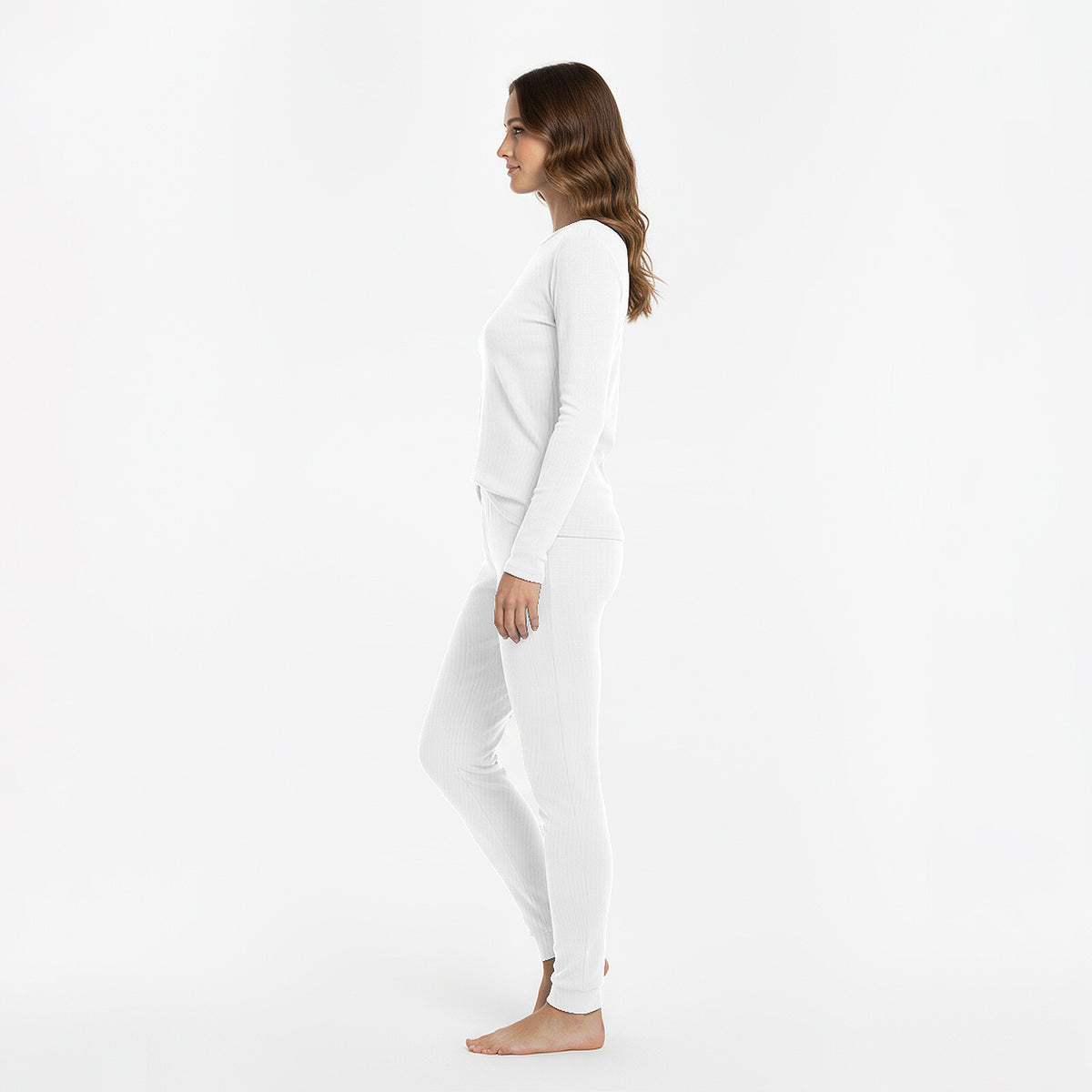 HEAT BOOSTER women's thermal trousers with soft fleece inside, white