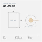 Thermal labels 100x150 mm, 500 labels per roll