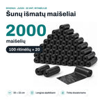 RIVEN24 dog poop bags, black, 2000 pcs (100 rolls × 20), 30 × 22 cm
