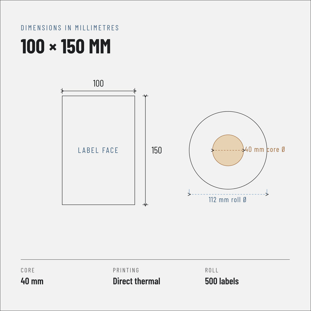 Riven Supply thermal labels 100x150 mm, 24 rolls of 500 (12,000 labels)